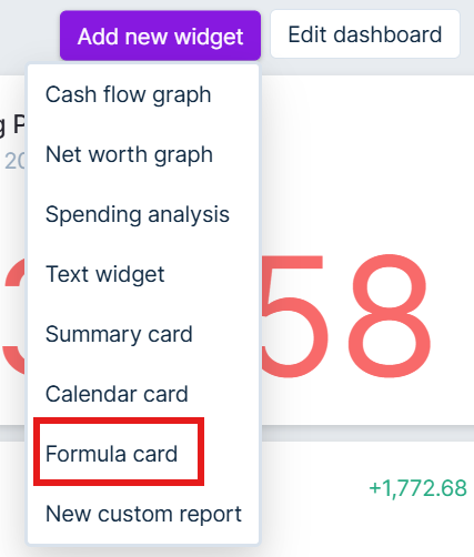 Placeholder: add Formula card from Reports dashboard