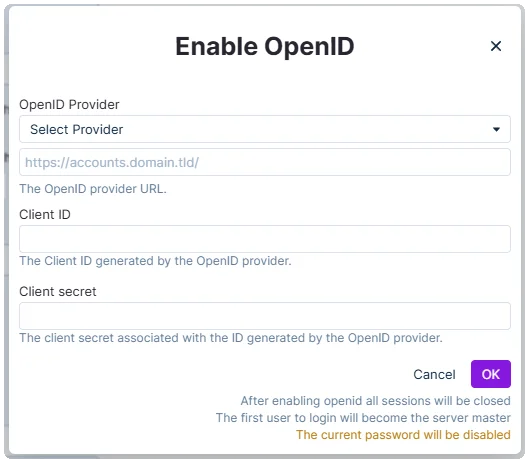 Configuration from options